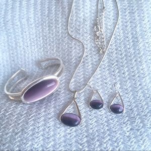 Silver toned Jewelry Set with purple stones